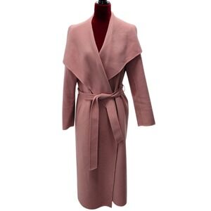 MACKAGE Mai Trench Waterfall‎ Shawl Collar Wrap Coat Handmade 100% Wool Lg J405